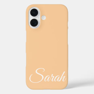 Stylish Modern Classic Customised Name Peach Colou iPhone 16 Case