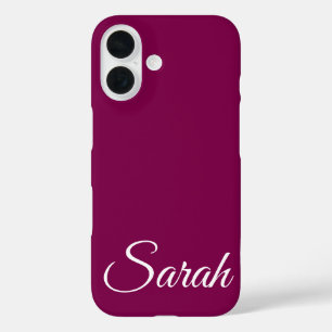 Stylish Modern Classic Customised Name Wine Colour iPhone 16 Case