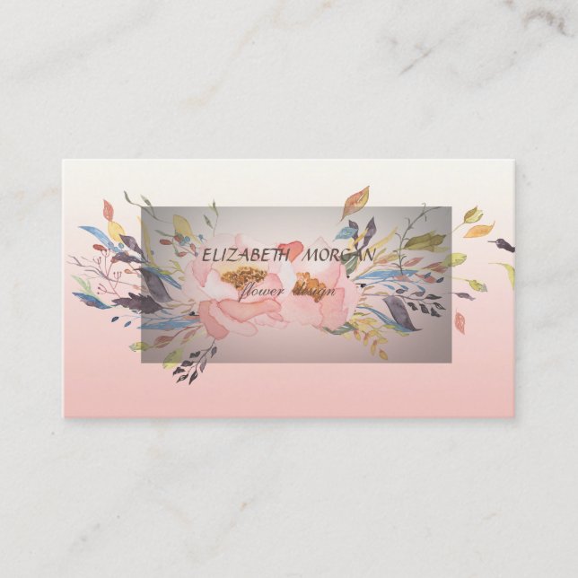 Stylish Modern Classy Watercolor Floral Business Card (Front)