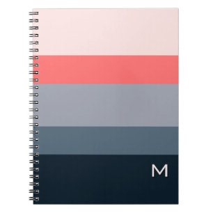 Stylish Modern Color Block Gray Pink Monogram Notebook
