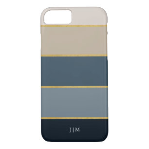 Stylish Modern Colourful and Faux Gold Stripes iPhone 8/7 Case