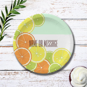 Stylish Modern Colourful Citrus Fruit Slices Paper Plate