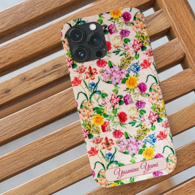 Stylish modern Colourful Flowers Feminine Girly Case-Mate iPhone Case (Creator Uploaded)