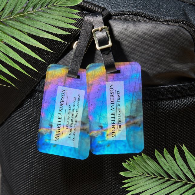 Stylish Modern Colourful Marble Elegant Luggage Tag (Colorful Stone Stylish Modern Luggage Tag)