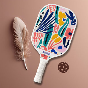 Stylish Modern Colourful Watercolor Art Monogram Pickleball Paddle