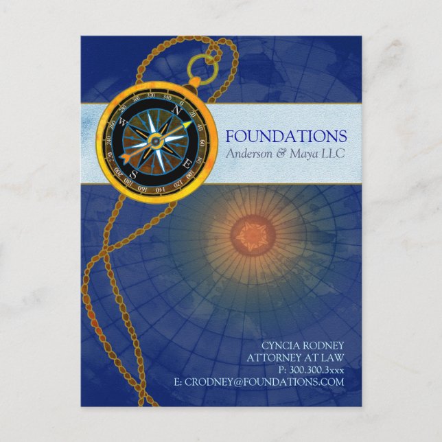 Stylish Modern Compass Business Promotion Postcard (Front)