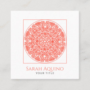 Stylish Modern Coral Mandala Universe Symbol Square Business Card