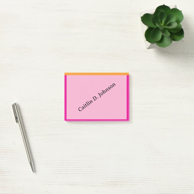 Stylish Modern Coral Sage Border Personalised Post Post-it Notes (Office)