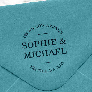 Stylish Modern Couple Return Address Rubber Stamp