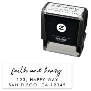 Stylish Modern couple Wedding Script Address Self-inking Stamp