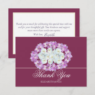 Stylish Modern Crocus White Rose Bridal Thank You Card