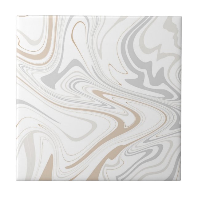 Stylish Modern Curves Grey Beige White Marble 3-8 Tile (Front)