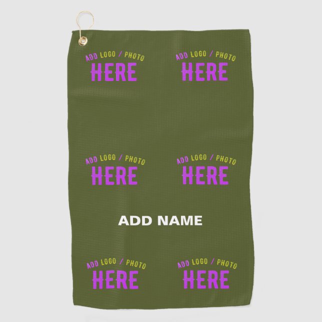 STYLISH MODERN CUSTOM ARMY GREEN VERIFIED BRANDED GOLF TOWEL (Front)