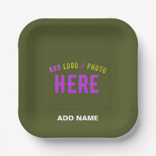 STYLISH MODERN CUSTOM ARMY GREEN VERIFIED BRANDED PAPER PLATE