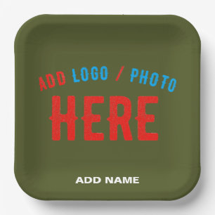 STYLISH MODERN CUSTOM ARMY GREEN VERIFIED BRANDED PAPER PLATE