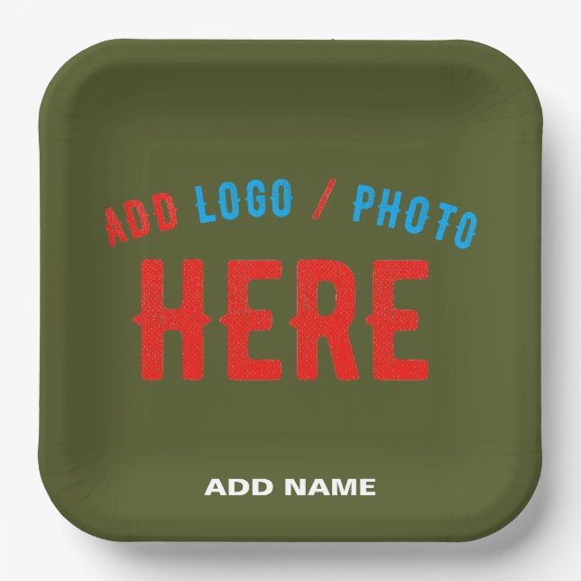 STYLISH MODERN CUSTOM ARMY GREEN VERIFIED BRANDED PAPER PLATE (Front)