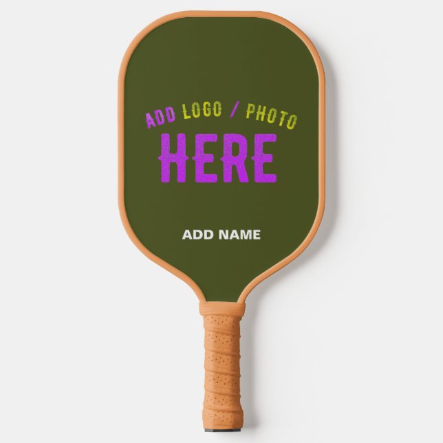STYLISH MODERN CUSTOM ARMY GREEN VERIFIED BRANDED PICKLEBALL PADDLE (Front)