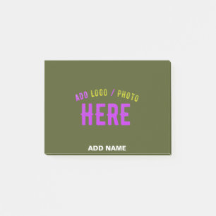 STYLISH MODERN CUSTOM ARMY GREEN VERIFIED BRANDED POST-IT NOTES