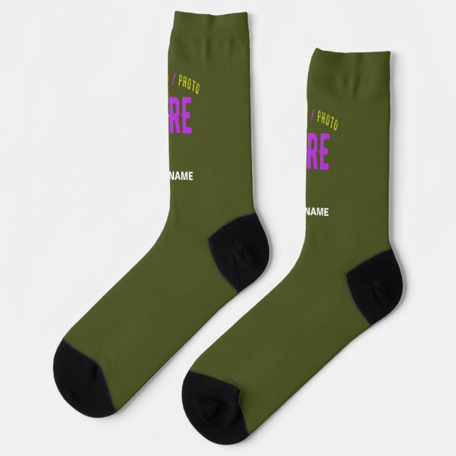 STYLISH MODERN CUSTOM ARMY GREEN VERIFIED BRANDED SOCKS (Left)