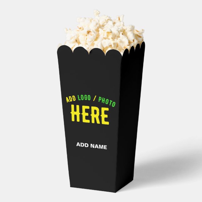 STYLISH MODERN CUSTOM BLACK VERIFIED BRAND POPCORN FAVOUR BOX (Popped)