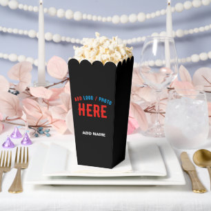 STYLISH MODERN CUSTOM BLACK VERIFIED BRAND POPCORN FAVOUR BOX