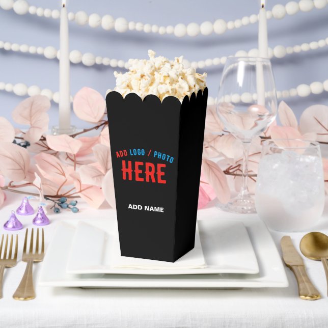 STYLISH MODERN CUSTOM BLACK VERIFIED BRAND POPCORN FAVOUR BOX (Wedding)