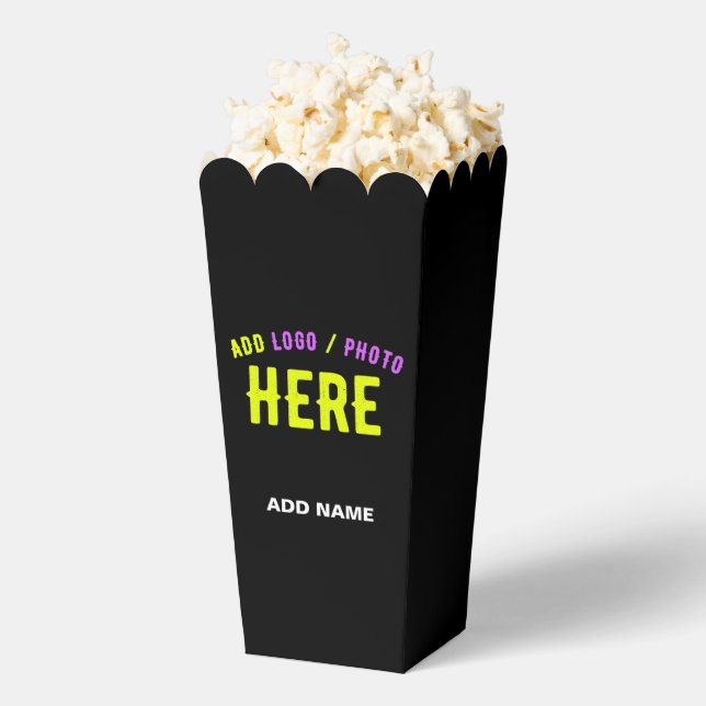 STYLISH MODERN CUSTOM BLACK VERIFIED BRAND POPCORN FAVOUR BOX (Popped)