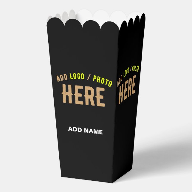 STYLISH MODERN CUSTOM BLACK VERIFIED BRAND POPCORN FAVOUR BOX (Front)