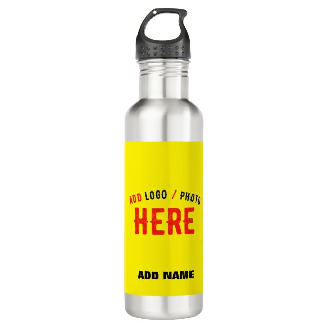 STYLISH MODERN CUSTOM BRIGHT YELLOW VERIFIED BRAND 710 ML WATER BOTTLE (Front)