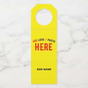 STYLISH MODERN CUSTOM BRIGHT YELLOW VERIFIED BRAND BOTTLE TAG