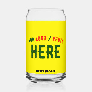 STYLISH MODERN CUSTOM BRIGHT YELLOW VERIFIED BRAND CAN GLASS