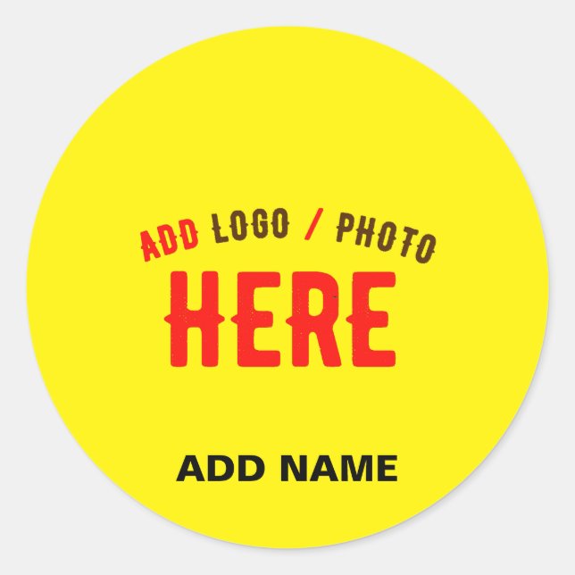 STYLISH MODERN CUSTOM BRIGHT YELLOW VERIFIED BRAND CLASSIC ROUND STICKER (Front)