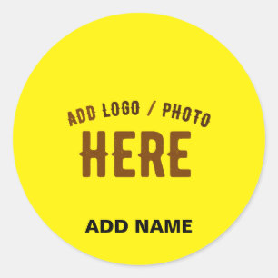 STYLISH MODERN CUSTOM BRIGHT YELLOW VERIFIED BRAND CLASSIC ROUND STICKER