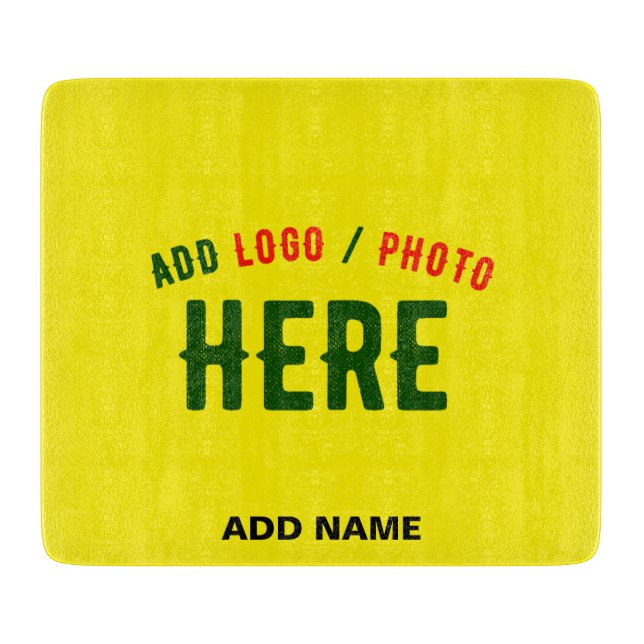 STYLISH MODERN CUSTOM BRIGHT YELLOW VERIFIED BRAND CUTTING BOARD (Front)