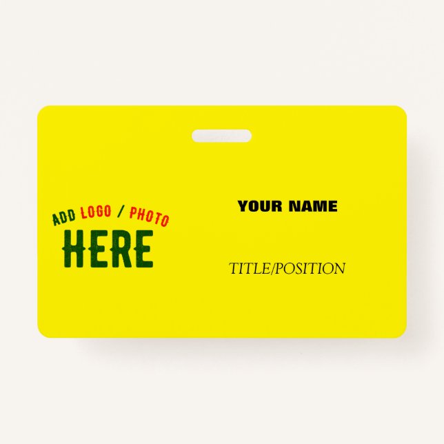 STYLISH MODERN CUSTOM BRIGHT YELLOW VERIFIED BRAND ID BADGE (Front)