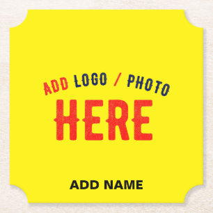 STYLISH MODERN CUSTOM BRIGHT YELLOW VERIFIED BRAND PAPER COASTER