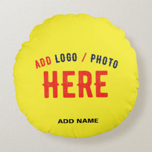 STYLISH MODERN CUSTOM BRIGHT YELLOW VERIFIED BRAND ROUND CUSHION