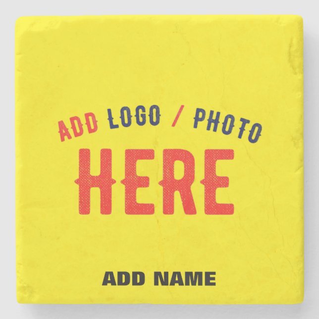 STYLISH MODERN CUSTOM BRIGHT YELLOW VERIFIED BRAND STONE COASTER (Front)