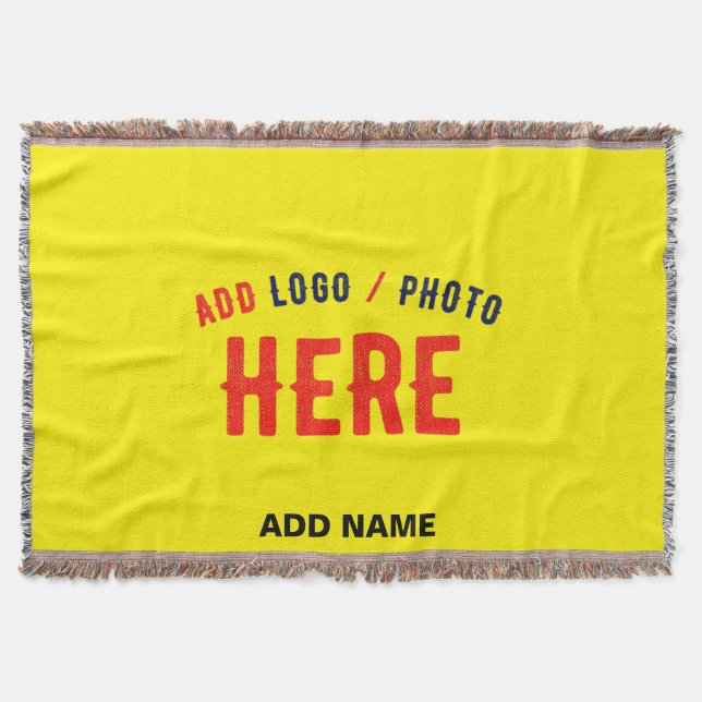 STYLISH MODERN CUSTOM BRIGHT YELLOW VERIFIED BRAND THROW BLANKET (Front)