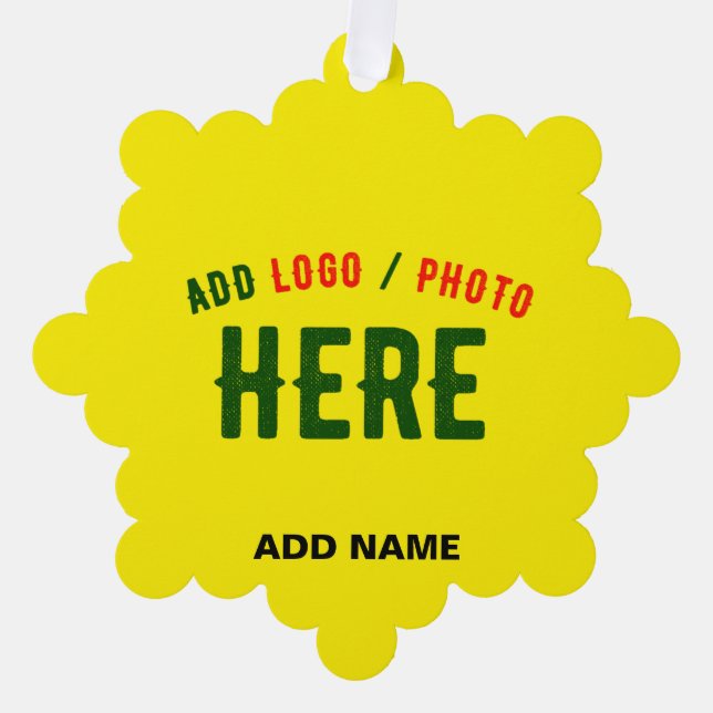 STYLISH MODERN CUSTOM BRIGHT YELLOW VERIFIED BRAND TREE DECORATION CARD (Front)