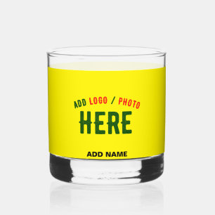 STYLISH MODERN CUSTOM BRIGHT YELLOW VERIFIED BRAND WHISKEY GLASS