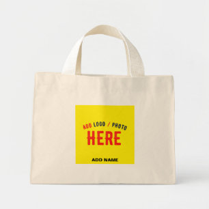 STYLISH MODERN CUSTOM BROWN BRIGHT YELLOW BRANDED  MINI TOTE BAG