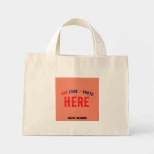 STYLISH MODERN CUSTOM BROWN CORAL ORANGE BRANDED MINI TOTE BAG