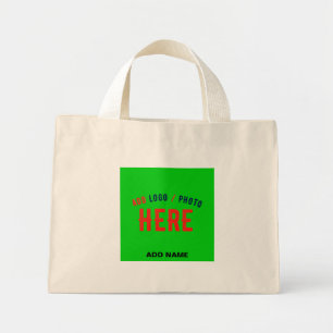STYLISH MODERN CUSTOM BROWN LIME GREEN BRANDED MINI TOTE BAG