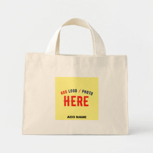 STYLISH MODERN CUSTOM BROWN PASTEL YELLOW BRANDED MINI TOTE BAG