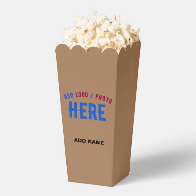 STYLISH MODERN CUSTOM BROWN VERIFIED BRAND POPCORN FAVOUR BOX (Popped)