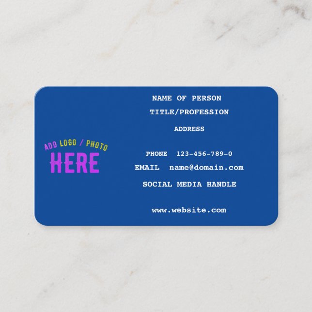 STYLISH MODERN CUSTOM COBALT BLUE VERIFIED BRANDED CALLING CARD (Front)
