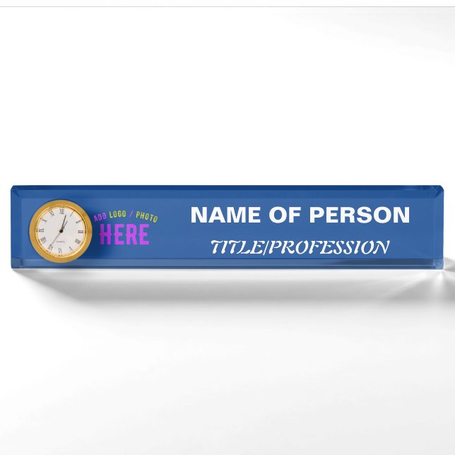 STYLISH MODERN CUSTOM COBALT BLUE VERIFIED BRANDED NAMEPLATE (Front)