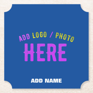 STYLISH MODERN CUSTOM COBALT BLUE VERIFIED BRANDED PAPER COASTER