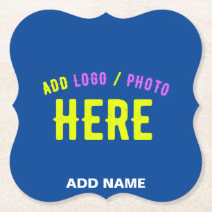 STYLISH MODERN CUSTOM COBALT BLUE VERIFIED BRANDED PAPER COASTER
